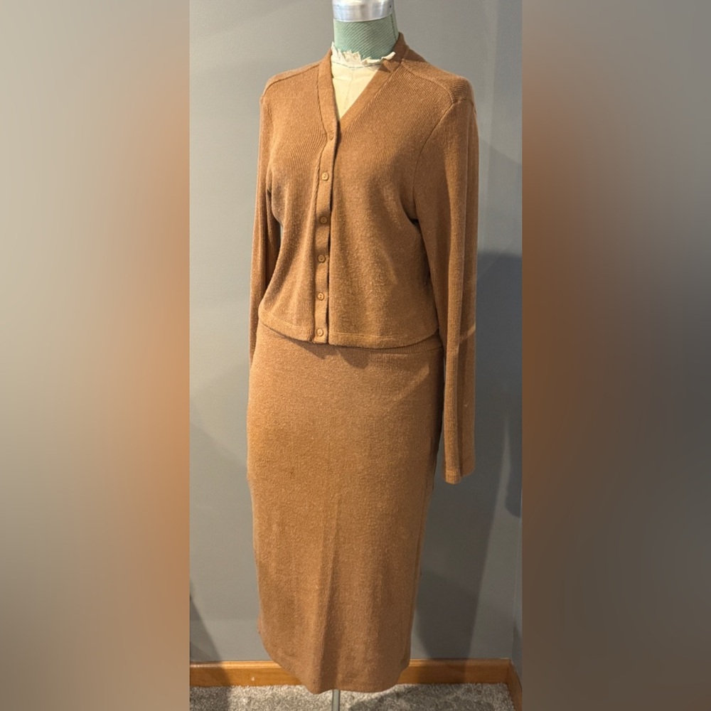 Enza Costa 2 piece Knit Cardigan and Skirt women’s large